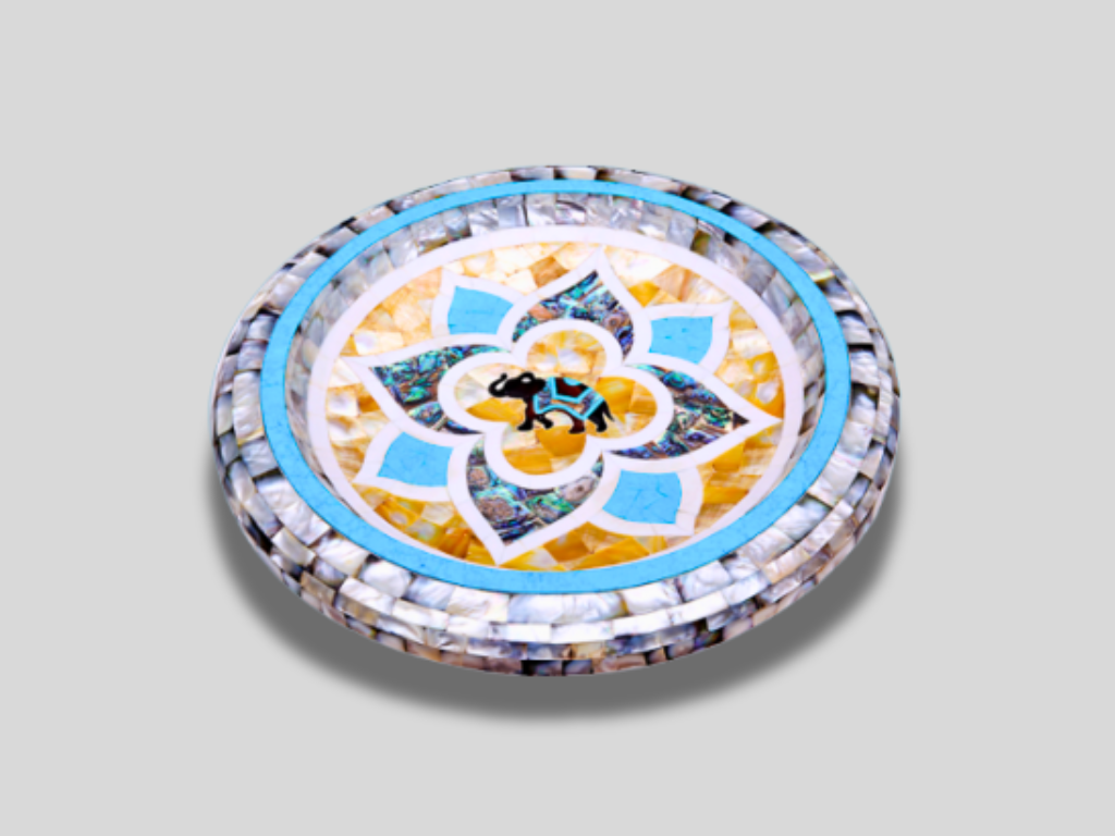 Decorative Serving Fruit Bowl Handicraft Inlay Mosaic Stone Dining & Kitchen Decor